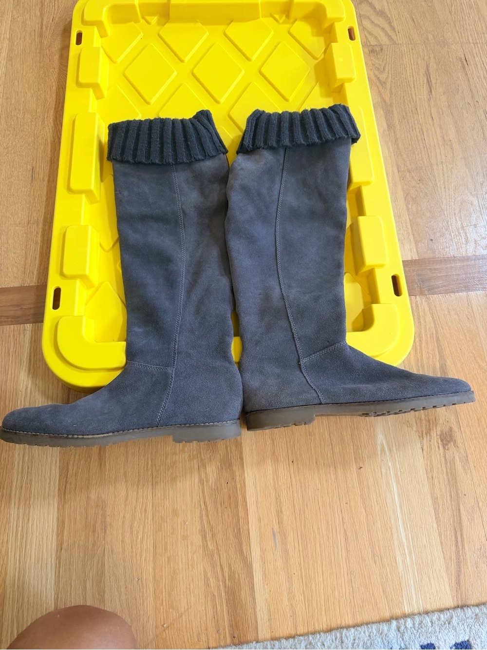 Ladies Size 9M "Corso Como"Grey LEATHER Suede Over-the-Knee Boots Knit Cuff GUC